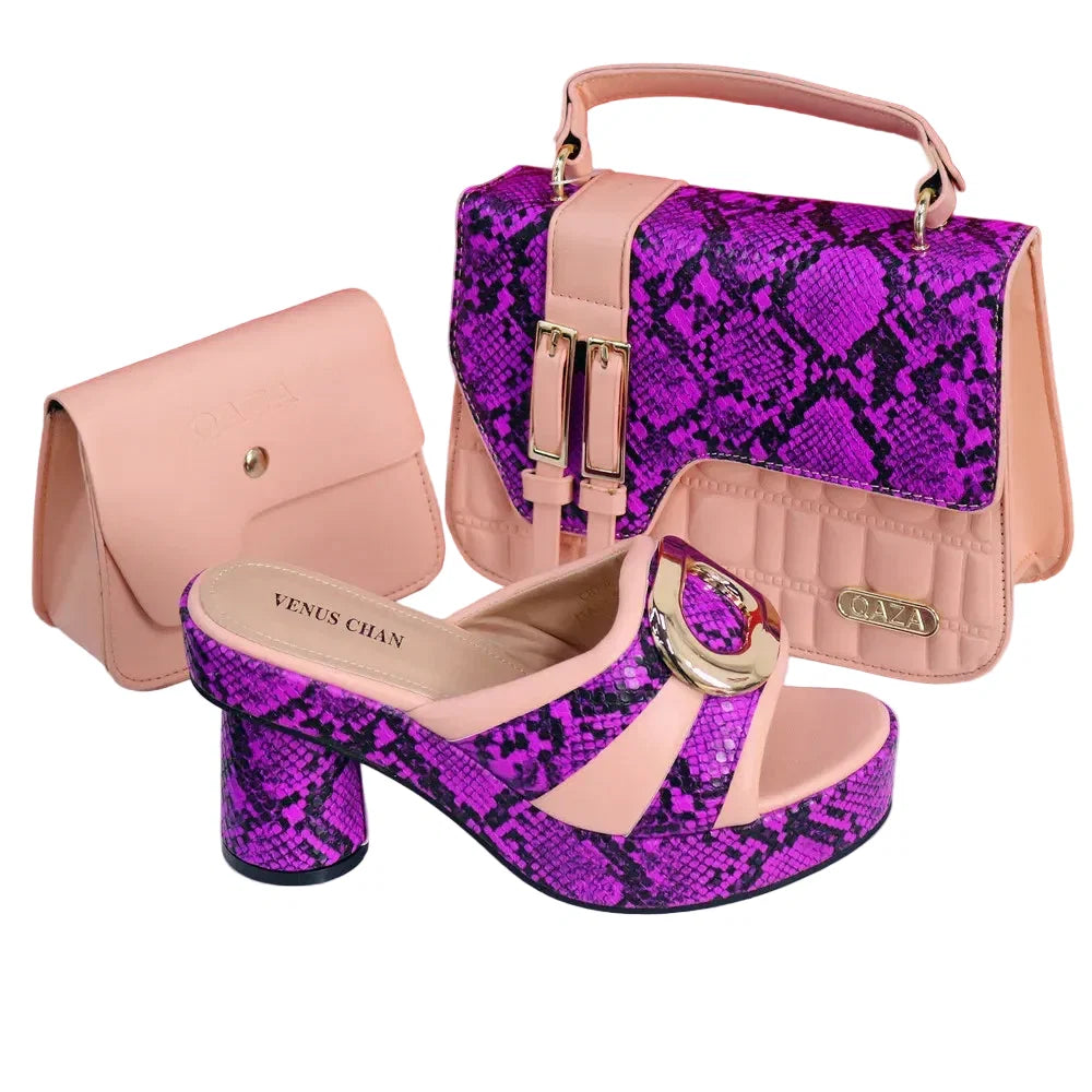 Elegant Ladies High Heels Peep Toe Shoes with Bag Set HYRE654