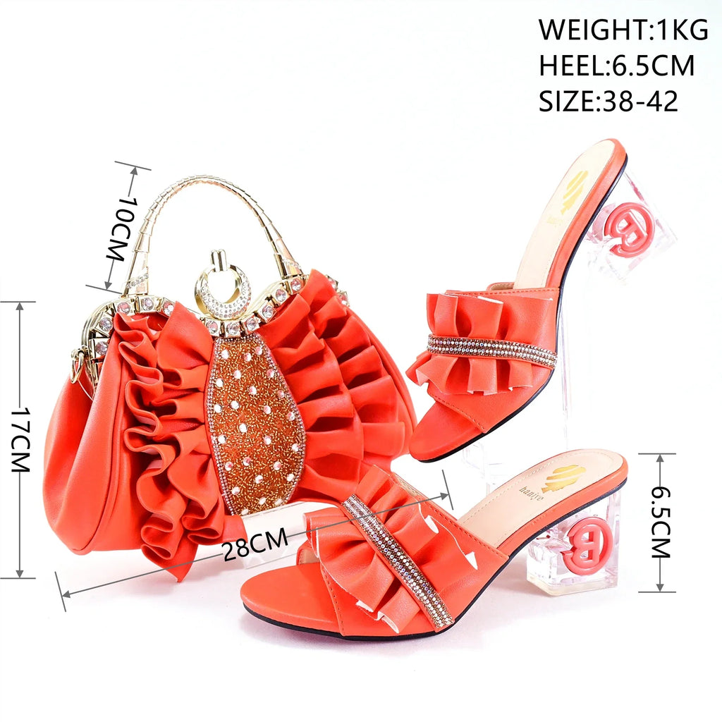 Elegant Italian Shoe and Bag Set HJY65