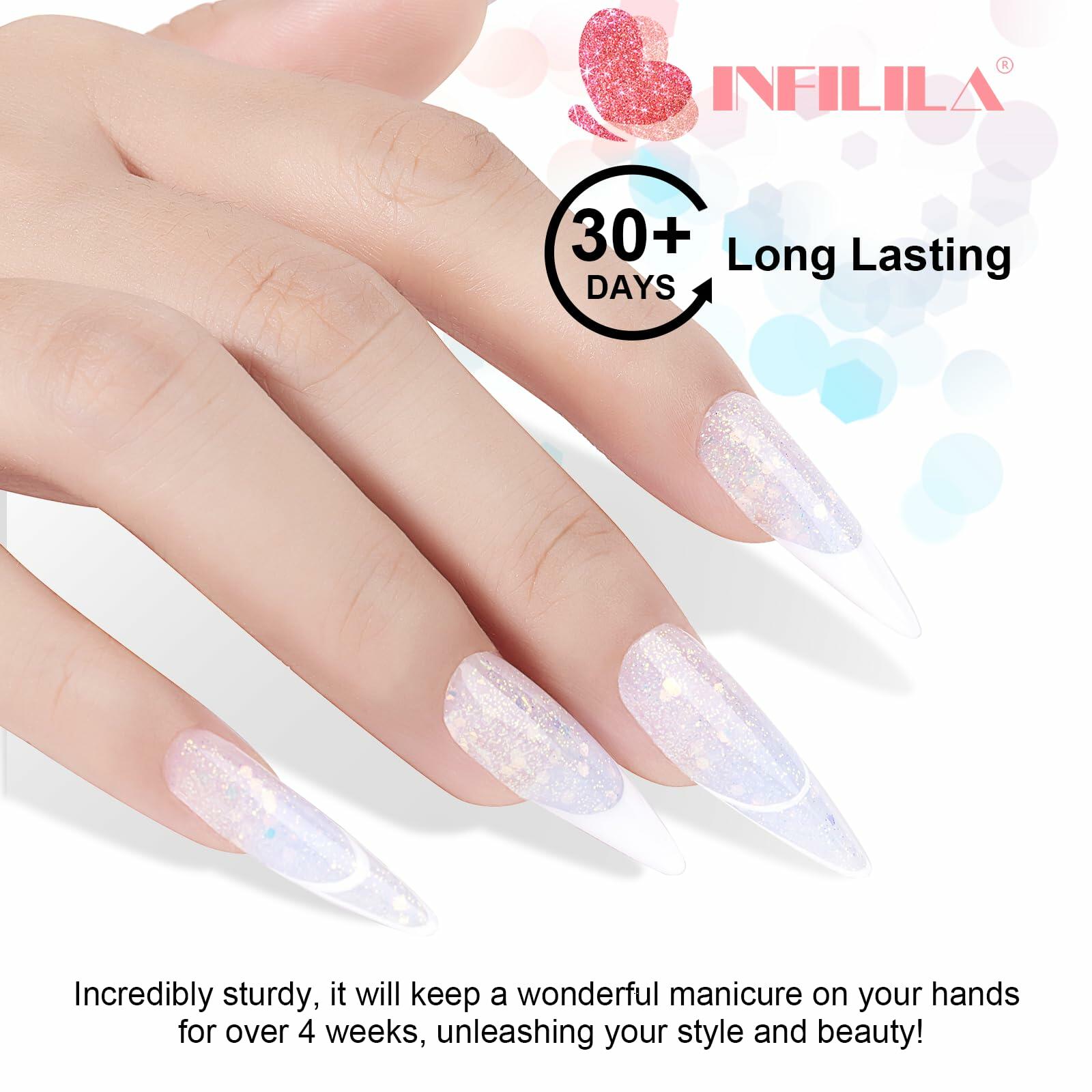 NXJ INFILILA Glitter Poly Nail Gel Baby Blue Thick Glossy Builder P07 15ML